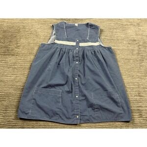Pink K Top Womens Small Blue Gingham Pinafore Pearl Snap Up Polka Dot 80s